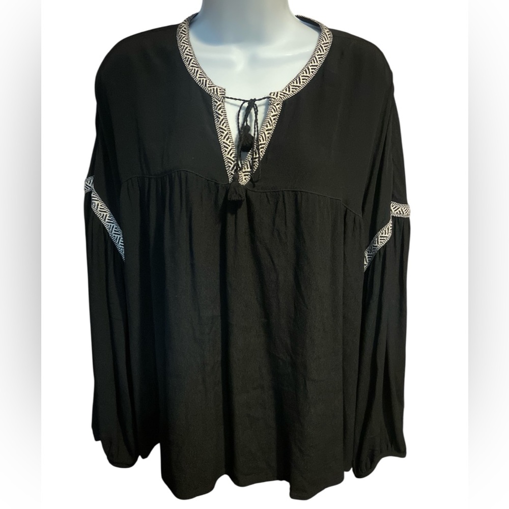 Madewell Women's Embroidered Bohemian Shirt Top Oversized Size XL  Long Sleeves